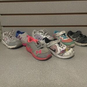 Kids Sneaker Bundle Lot‎ 7 Pairs Nike New Balance Under Armour Adidas Size 7C 8C